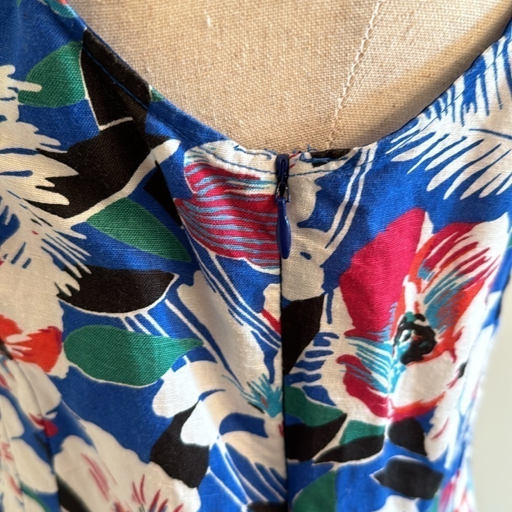 J. Crew Tropical Floral Print Linen Blend Peplum Top Size 6 - Picture 6 of 14